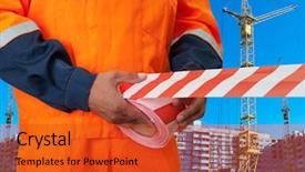  Presentation with stretch - Audience pleasing theme consisting of worker stretch warning tape backdrop and a red colored foreground