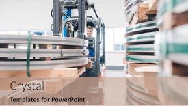  Presentation with metal production - Slide set with worker-transporting-metal-material background and a coral colored foreground