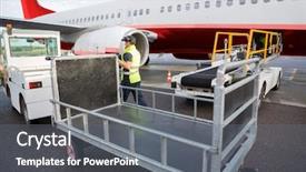  Presentation with ramp - Colorful PPT theme enhanced with worker walking between truck backdrop and a gray colored foreground
