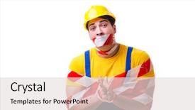  Presentation with tape - Beautiful theme featuring worker wearing coveralls with tape backdrop and a lemonade colored foreground