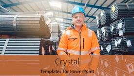  Presentation with distribution - Audience pleasing slides consisting of worker-wearing-protective-workwear backdrop and a red colored foreground