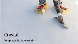  Presentation with sponges - Amazing presentation theme having worker wearing sponges on shoes backdrop and a light gray colored foreground