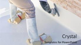  Presentation with sponges - Beautiful presentation featuring worker wearing sponges on shoes backdrop and a light blue colored foreground