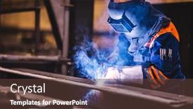  Presentation with heavy industry - Audience pleasing presentation consisting of worker-welding-in-a-factory backdrop and a tawny brown colored foreground