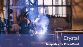  Presentation with heavy industry - Slides with worker-welding-in-oxygen-mask background and a ocean colored foreground