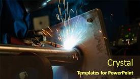  Presentation with welding - Theme enhanced with worker-welding-metal-pieces background and a tawny brown colored foreground