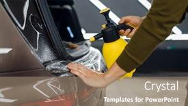  Presentation with worker - Cool new PPT layouts with worker-wets-rear-bumper-surface backdrop and a coral colored foreground