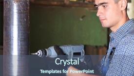  Presentation with manufacturing - Beautiful slide set featuring worker with a drill backdrop and a ocean colored foreground
