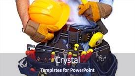  Presentation with tool belt tools - Audience pleasing slide deck consisting of worker with a tool belt backdrop and a wine colored foreground