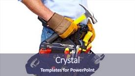  Presentation with tool belt tools - Amazing PPT theme having worker with a tool belt backdrop and a ocean colored foreground