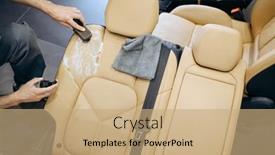  Presentation with car seat - Slide set with worker-with-brush-and-spray background and a coral colored foreground