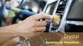  Presentation with duct - PPT layouts having worker-with-brush-wipes-car background and a tawny brown colored foreground