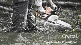  Presentation with chainsaw - Slide set having  background and a  colored foreground