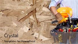  Presentation with renovation - Cool new PPT theme with worker with construction tools house renovation background backdrop and a coral colored foreground