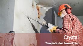  Presentation with interior - Audience pleasing presentation theme consisting of worker with demolition hammer breaking backdrop and a red colored foreground