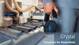  Presentation with industrial wood - Colorful PPT layouts enhanced with worker-with-headphones backdrop and a ocean colored foreground