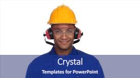  Presentation with construction - Presentation having worker with helmet and glasses background and a  colored foreground