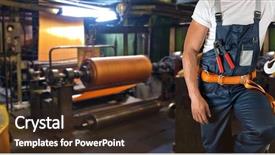  Presentation with traditional musical instruments word - Beautiful slide set featuring worker with instruments at industrial backdrop and a wine colored foreground