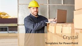  Presentation with mail - Beautiful PPT theme featuring worker-with-laptop-computer backdrop and a lemonade colored foreground