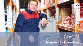  Presentation with scanner - Slides consisting of worker-with-laser-barcode-scanner background and a teal colored foreground