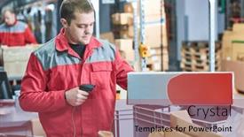 Presentation with barcode - Presentation having worker-with-laser-barcode-scanner background and a red colored foreground