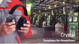  Presentation with safety work - Amazing presentation having worker with protective headphone backdrop and a violet colored foreground