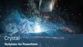  Presentation with welding - PPT layouts consisting of worker-with-protective-mask-welding background and a ocean colored foreground