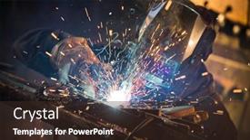  Presentation with welding - Theme enhanced with worker-with-protective-mask-welding background and a wine colored foreground