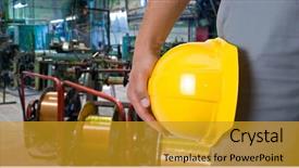  Presentation with worker safety - Slide deck featuring worker with safety helmet background and a  colored foreground
