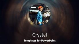  Presentation with factory - Presentation design featuring worker-with-wrench-on-factory background and a wine colored foreground