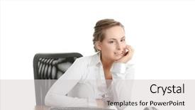  Presentation with employee anniversary work office - Cool new theme with worker woman behind the desk backdrop and a  colored foreground