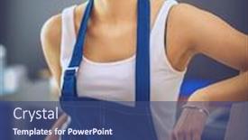  Presentation with new home - Beautiful slides featuring worker-woman-with-drill-standing backdrop and a ocean colored foreground