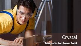  Presentation with woodworking - Beautiful slides featuring worker working in repair workshop in woodworking concept backdrop and a tawny brown colored foreground