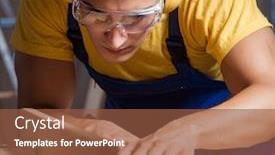  Presentation with woodworking - Audience pleasing slides consisting of worker-working-in-repair-workshop backdrop and a tawny brown colored foreground