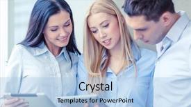  Presentation with office - Cool new PPT theme with co workers - business and office concept backdrop and a light blue colored foreground