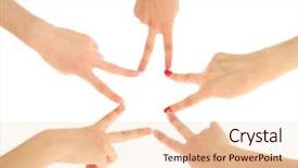  Presentation with group - PPT theme enhanced with union workers - group of young people's hands background and a  colored foreground