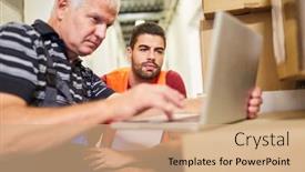  Presentation with order - PPT layouts with workers-and-order-pickers background and a coral colored foreground