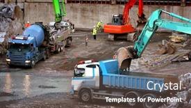  Presentation with construction - Presentation featuring workers-at-the-construction background and a tawny brown colored foreground