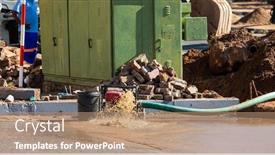  Presentation with water - Presentation with workers-attending-to-the-city background and a coral colored foreground