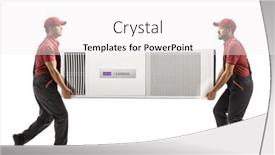  Presentation with air conditioning - Colorful PPT layouts enhanced with workers-carrying-a-self-standing backdrop and a white colored foreground