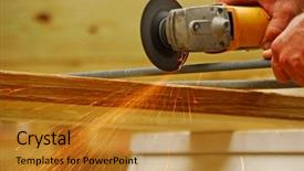  Presentation with workers compensation - Presentation design with workers compensation - rotary saw cutting metal background and a gold colored foreground