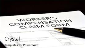  Presentation with compensation - Presentation theme having worker's compensation claim form background and a white colored foreground