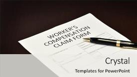  Presentation with compensation - PPT layouts having worker's compensation claim form background and a sky blue colored foreground
