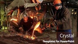  Presentation with iron - Beautiful PPT theme featuring workers-in-helmets-working backdrop and a tawny brown colored foreground