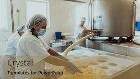  Presentation with dairy products - Slide deck consisting of workers-in-the-modern-industry background and a coral colored foreground