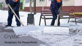  Presentation with snow - Presentation theme having workers-in-uniform background and a light blue colored foreground