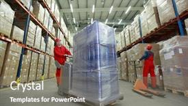  Presentation with safety - Presentation design enhanced with workers in uniforms and safety background and a gray colored foreground