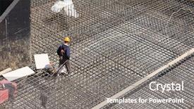  Presentation with reinforcement - Cool new theme with workers make reinforcement for concrete backdrop and a  colored foreground