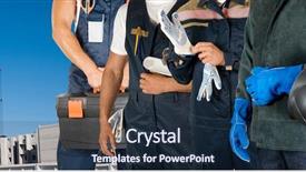  Presentation with building - Presentation theme with workers man on building background background and a navy blue colored foreground