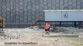  Presentation with diamond - Amazing PPT layouts having workers-near-the-concrete-wall backdrop and a soft green colored foreground